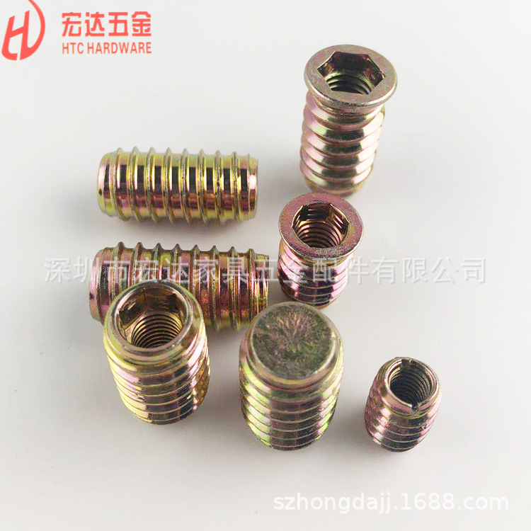 厂家生产锌合金内外牙螺母M3M4M5M6M8M10 带介沉头无介家具螺母