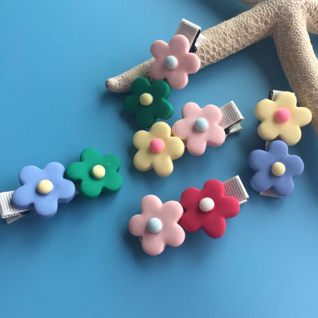 Resin Flower Children's Hairpin Foreign Trade Cute Korean Style Broken Hairpin Douyin Girl Sweet Bangs Hairpin