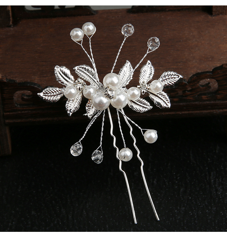 Retro Flower Alloy Handmade Artificial Rhinestones Artificial Pearls Hairpin display picture 3