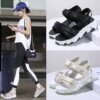 Summer beach footwear with velcro, sports sandals platform, Chanel style, 2023