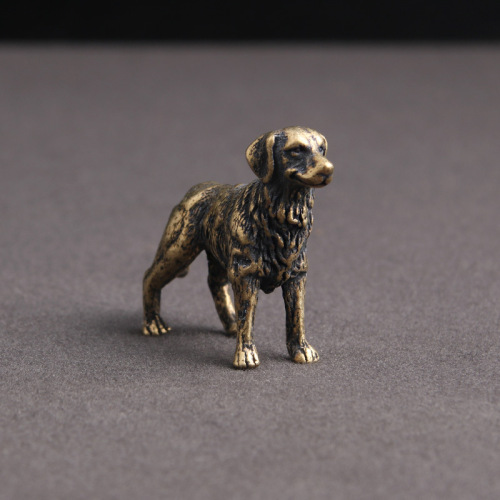 Brass Old Shepherd Dog Desktop Ornaments Twelve Zodiac Dogs Prosperous Fortune Tea Pet Handpieces Paper Toy Small Bronze Wares Wholesale