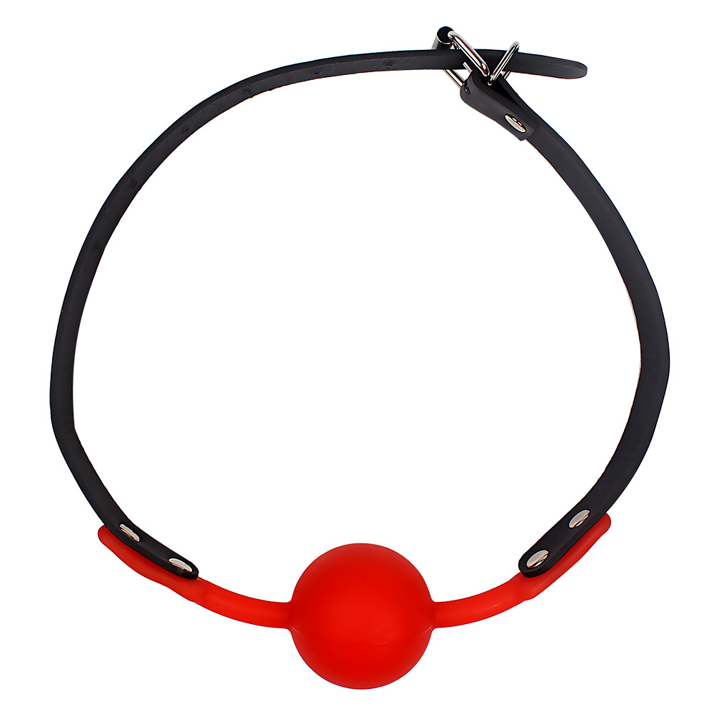 Spaß Erwachsene SM Flirt Spielzeug Leidenschaft Training Leder Silikon Mund Plug Ball_voghion.com