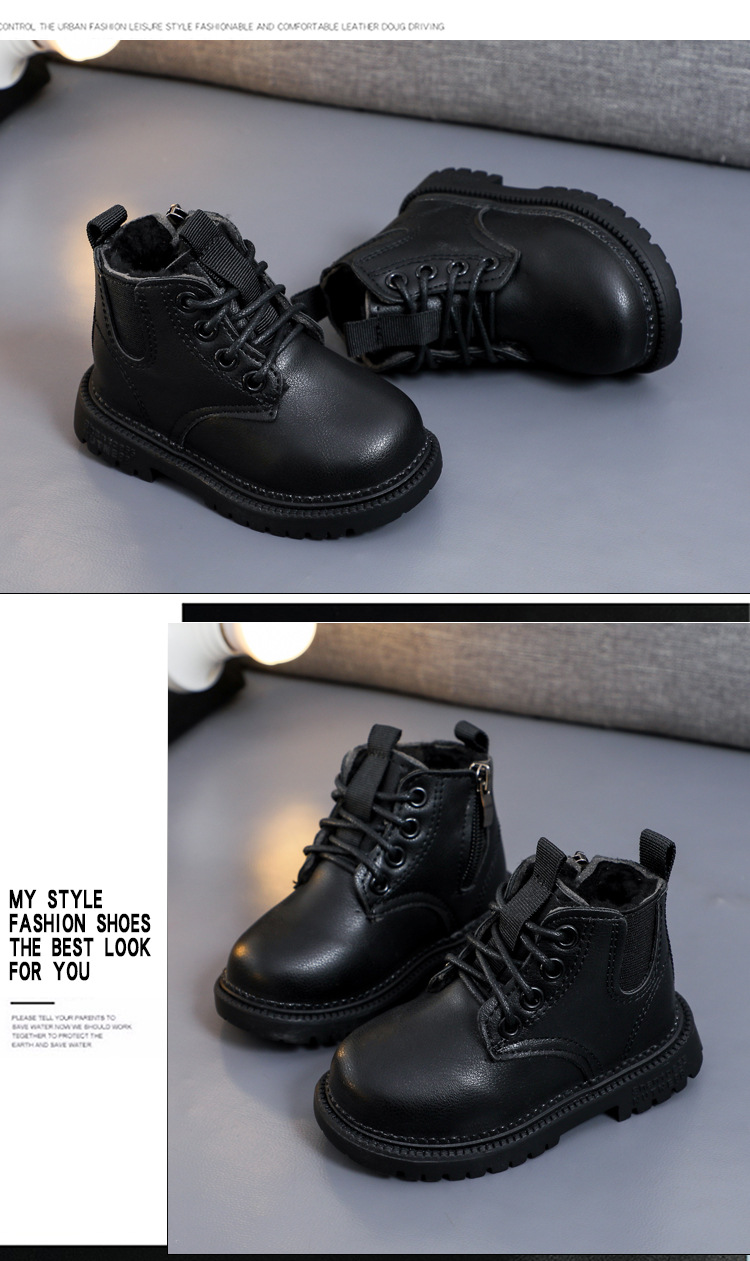 Zapatos de algodón de cuero para niños pequeños y medianos engrosados ​​de algodón para bebés de otoño e invierno_voghion.com