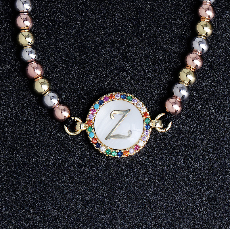 Fashion Bracelet Simple 26 Letter Jewelry Gift Souvenir 18k Ball Woven Bracelet Wholesale display picture 2