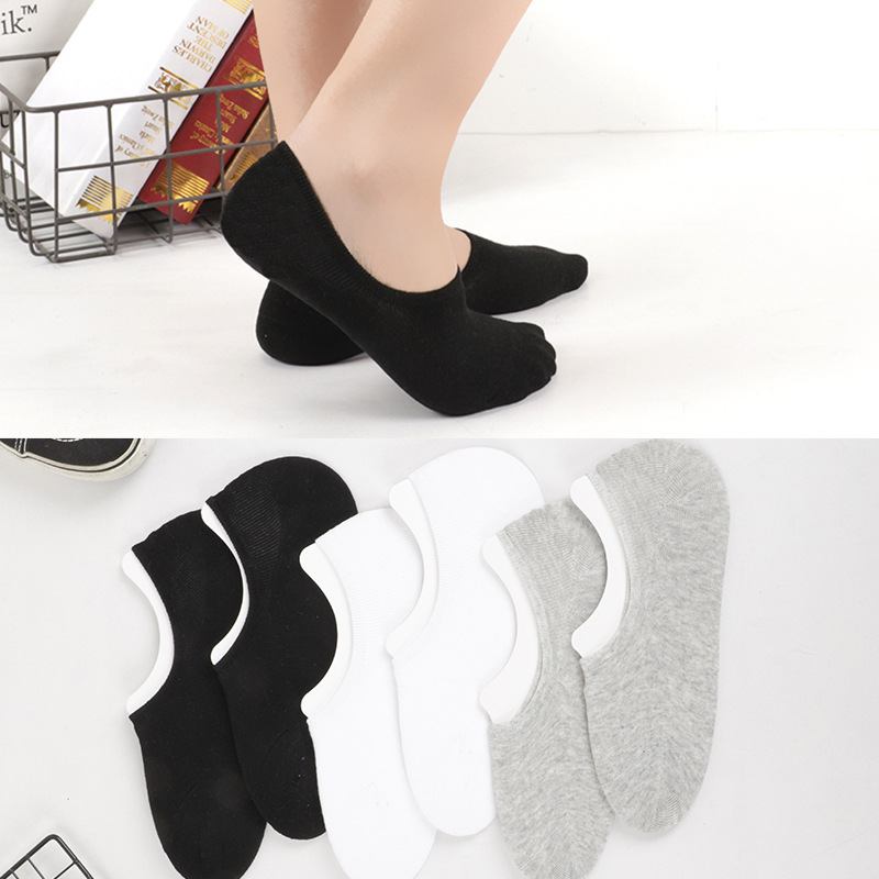 summer Invisible socks men and women pure cotton silica gel non-slip Boat socks Thin section motion Plain colour Shallow socks wholesale