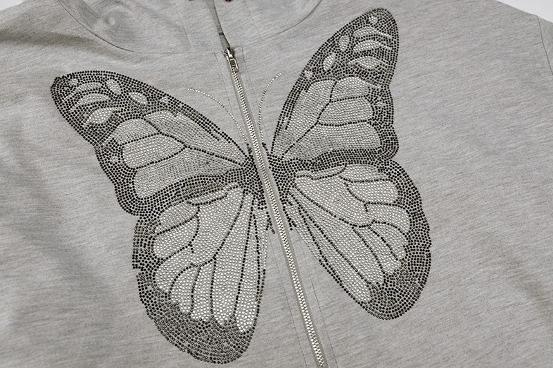 Butterfly Print Long-Sleeved Hooded Sweater NSHTL60046