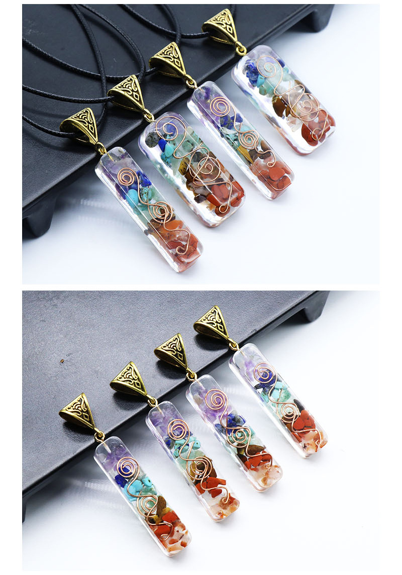 Orgonite chakela necklace crystal semi-precious stone gravel meditation seven chakra pendant