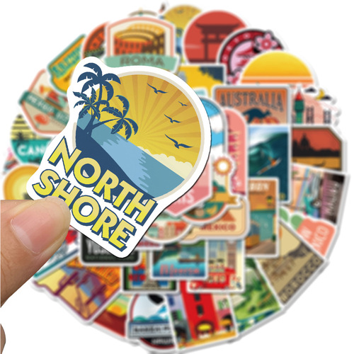 50 travel city scenery graffiti stickers luggage trolley suitcase scooter notebook waterproof stickers available for wholesale