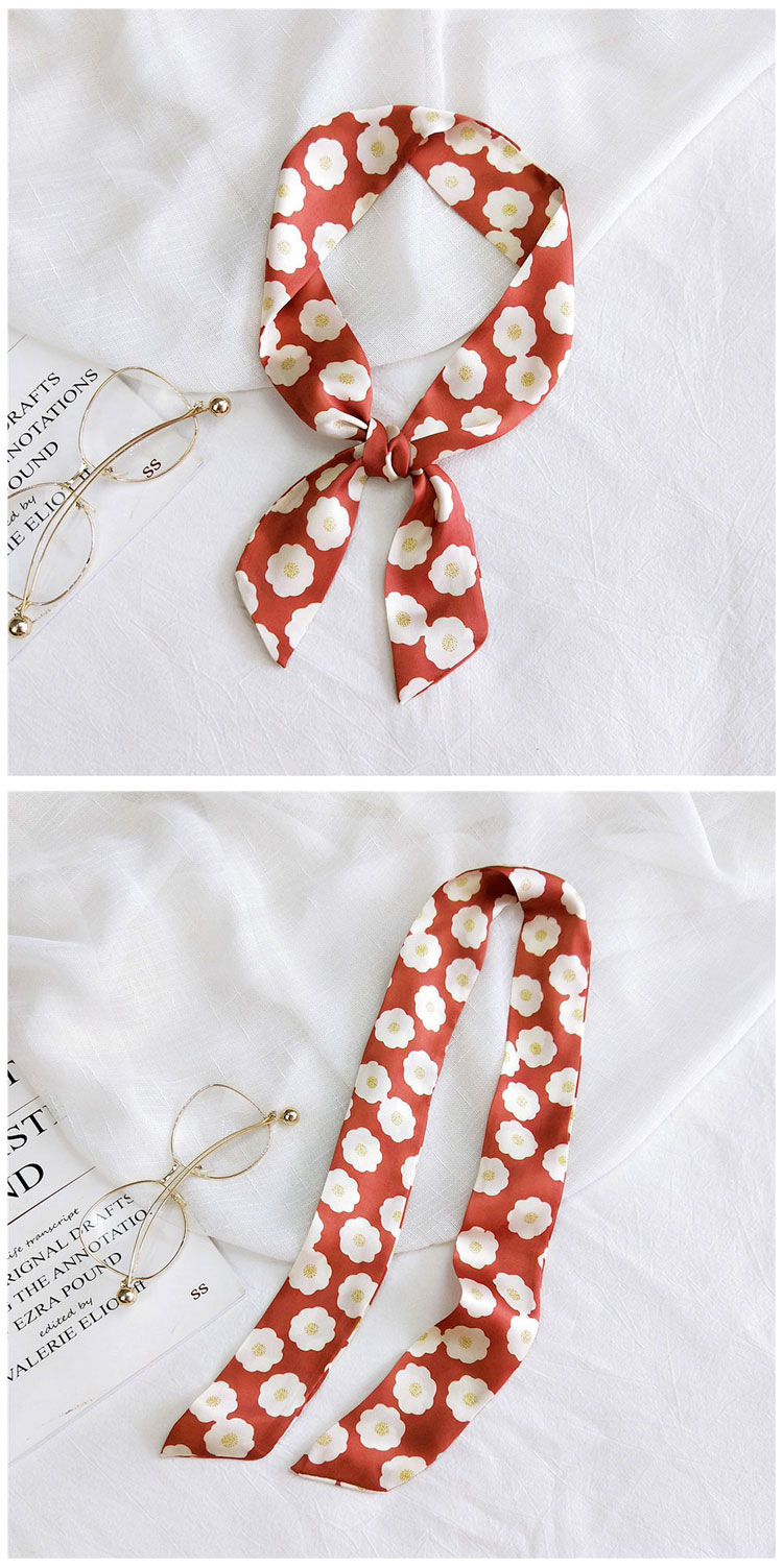 25g Weight Silk Scarf Classification Travel Occasion Unisex Gender Sweet Style Rose Red, White, Red, Green, Yellow, Black Color Long Striped Women's Autumn New Tied Bag Silk Scarf 15