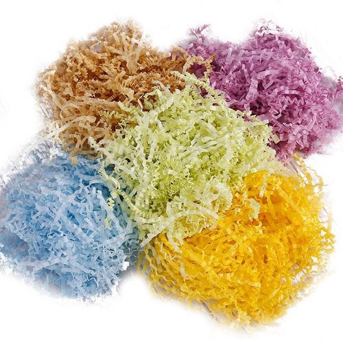 Factory Doku Number Creased Raffia Grass Filler Colorful Wave Paper Gift Box Candy Box Packaging Paper Fiber