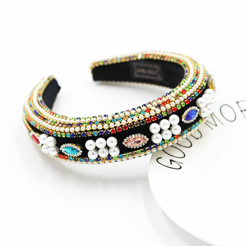 New Fashion  Sponge Pearl Diamond Geometric Exaggerated Ladies Headband display picture 4