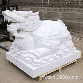 汉白玉雕刻龙头龟图片 景观石雕龙头吐水制造厂 园林石头龟造价