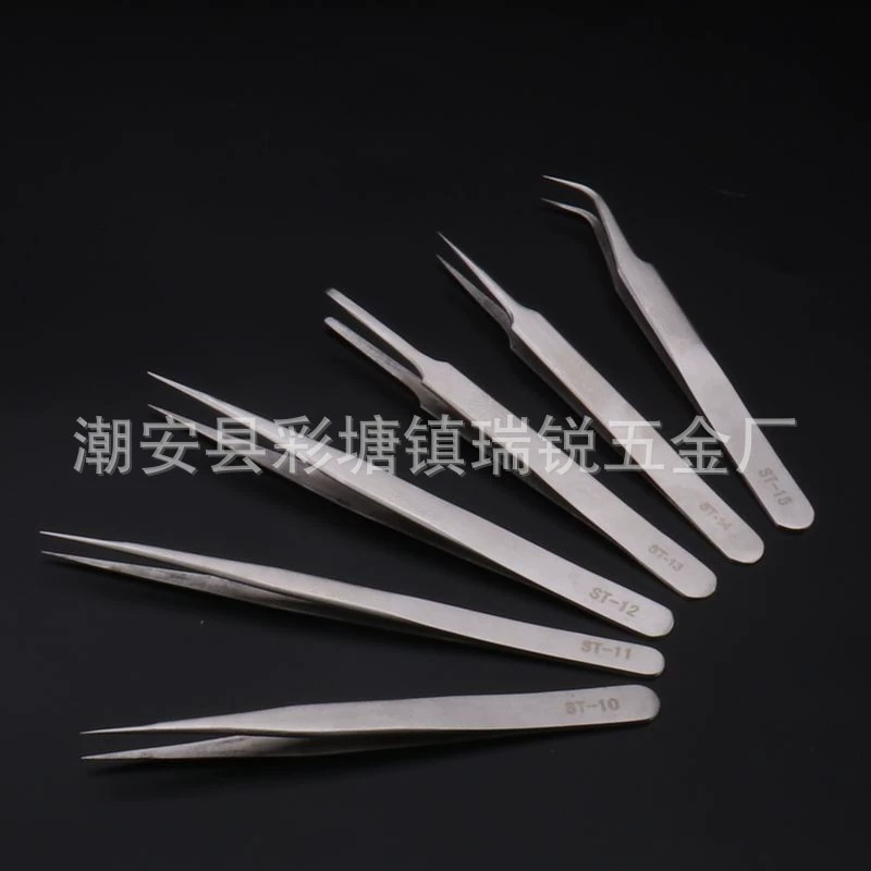 Tweezers stainless steel, anti-static electric tools set from black spots