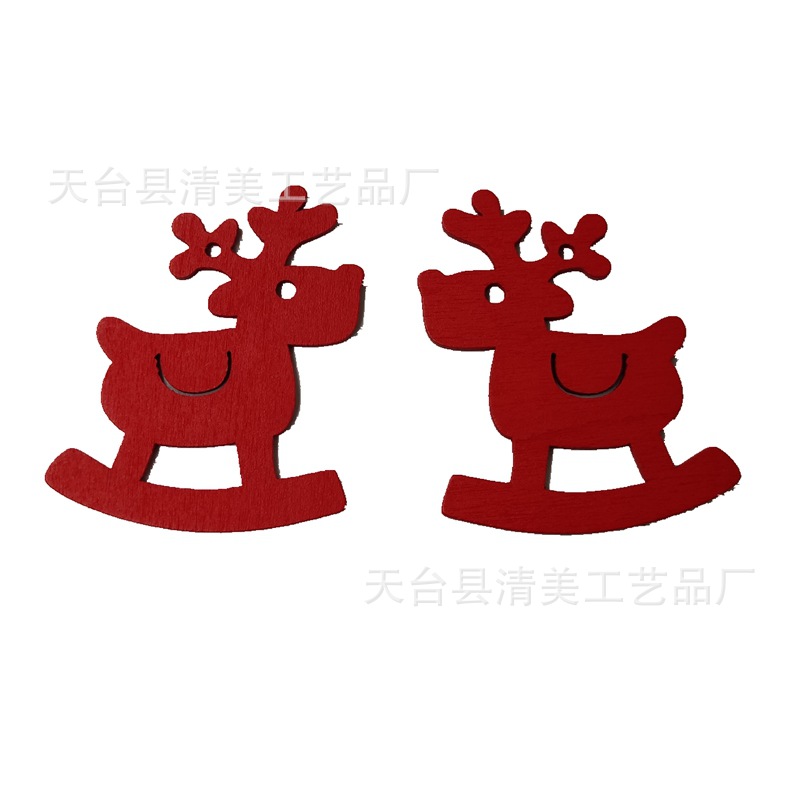 Productos de madera de la serie de Navidad roja DIY colgante de dibujos animados de Navidad de madera 10 piezas un paquete con 10 cuerda de cáñamo