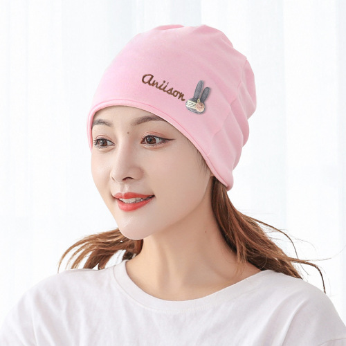 Embroidered confinement hat, double-sided pile hat, face wash, makeup, headband, confinement headscarf