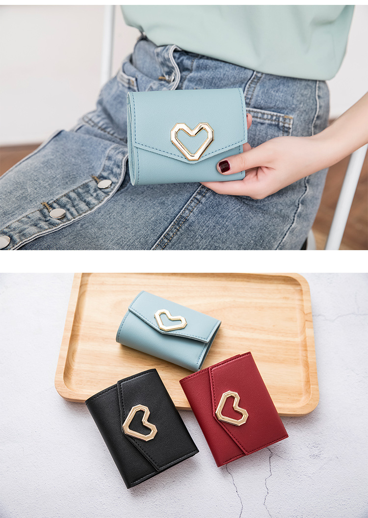 Women'S Gender Fashion Style Women's Heart Shape Pu Leather Magnetic Buckle Wallets