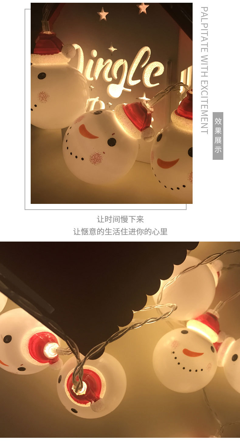亚马逊LED雪人头灯串圣诞节雪人装饰彩灯串USB电池盒led圣诞灯串详情32