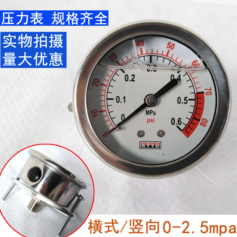 水处理设备充油压力表抗震精密压力表0-0.6Mpa水压表厂家直销|ru