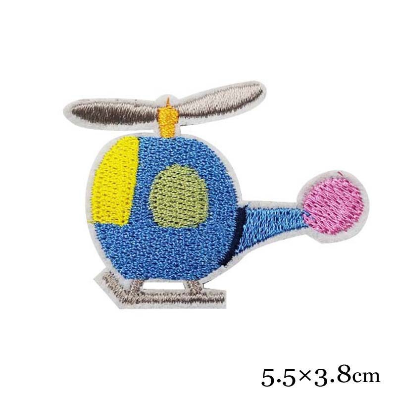 刺绣可爱直升机图案胸花交通工具系列 儿童绣花布贴辅料厂家定制