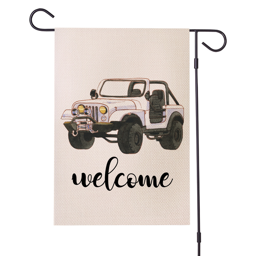 跨境热销 户外系列防水亚麻花园旗 双面庭院节日旗 支持定制