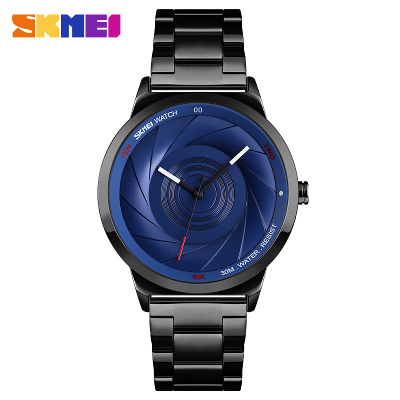 Skmei 9210 moda hombres de moda de negocios Reloj simple tridimensional superficie impermeable de alto grado de oro reloj de cuarzo