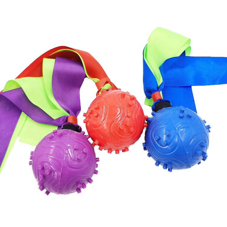 Pet Toy molar limpieza dental TPR Ribbon Ball perro de juguete de sonido perro de entrenamiento de perros bola resistente a los mordiscos precio de fábrica ventas directas