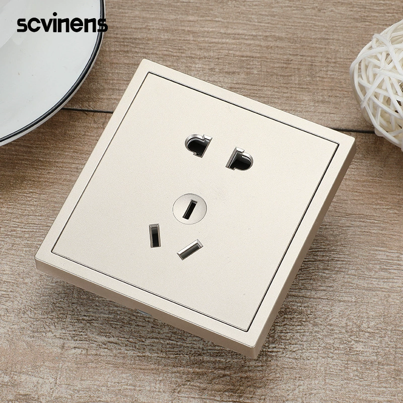 Concealed champagne gold two-three 5-hole wall switch socket 86 USB type USB with double children's lock one-open five-hole socket customized