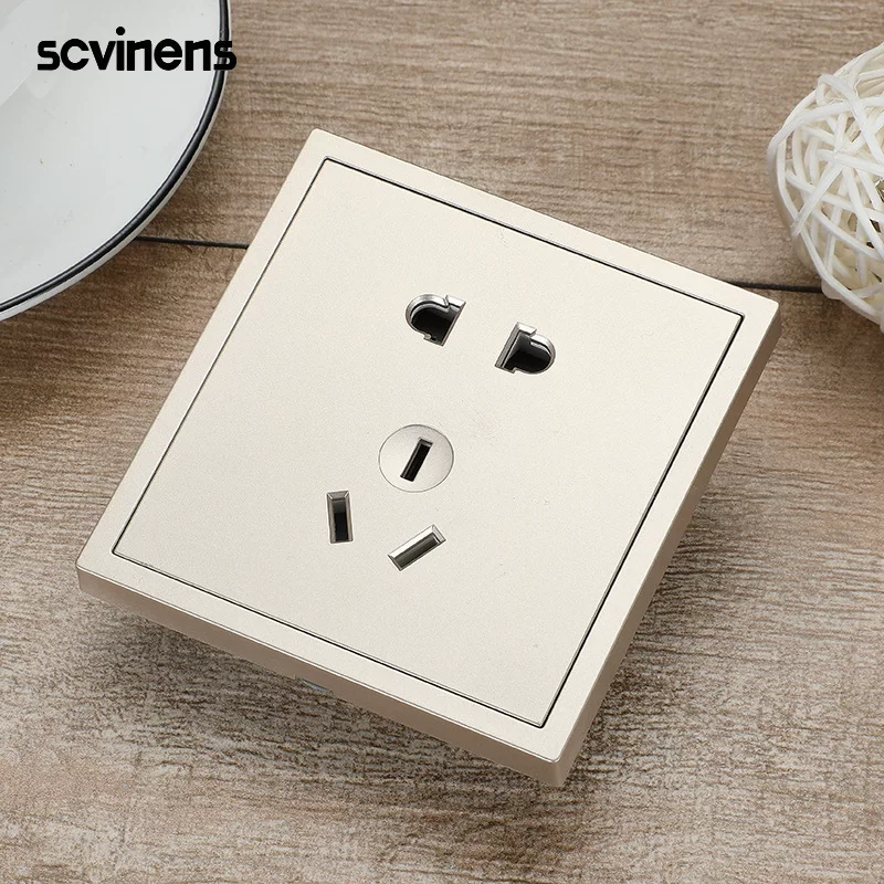 Concealed champagne gold two-three 5-hole wall switch socket 86 USB type USB with double children's lock one-open five-hole socket customized