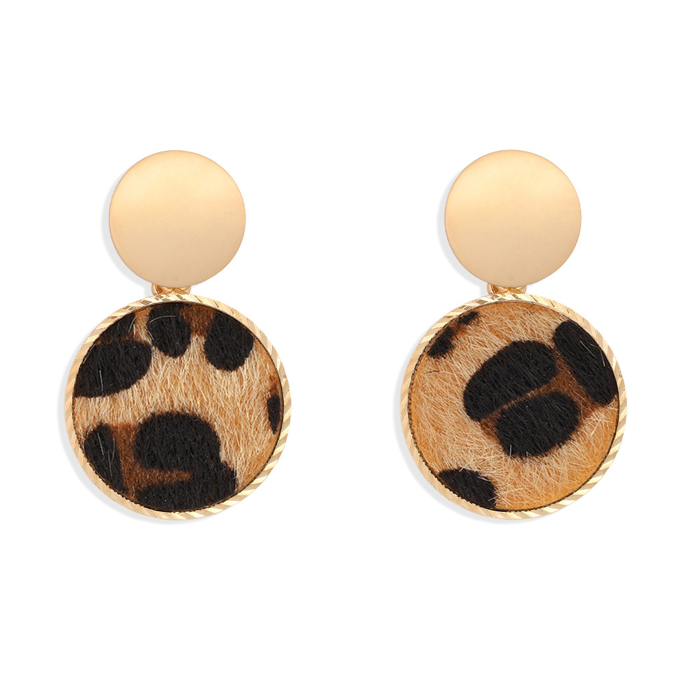 Leopard Hair Ball Retro Earrings display picture 3