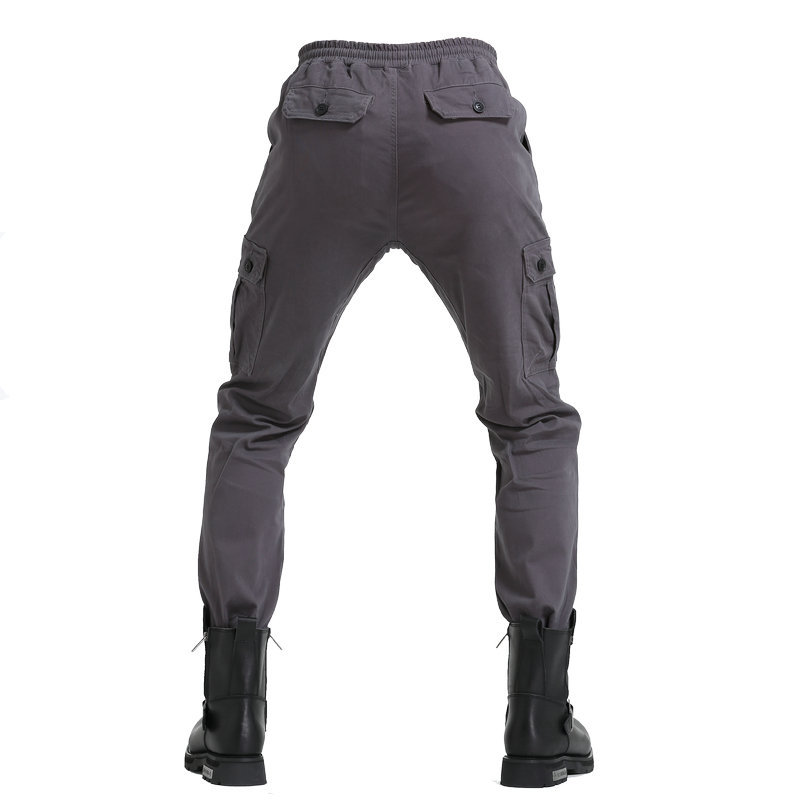 Pantalones atados al tobillo de los hombres del verde del ejército pantalones casuales sueltos de la motocicleta del lazo pantalones de la motocicleta de la moda del Workwear del multi-Bolso de los hombres