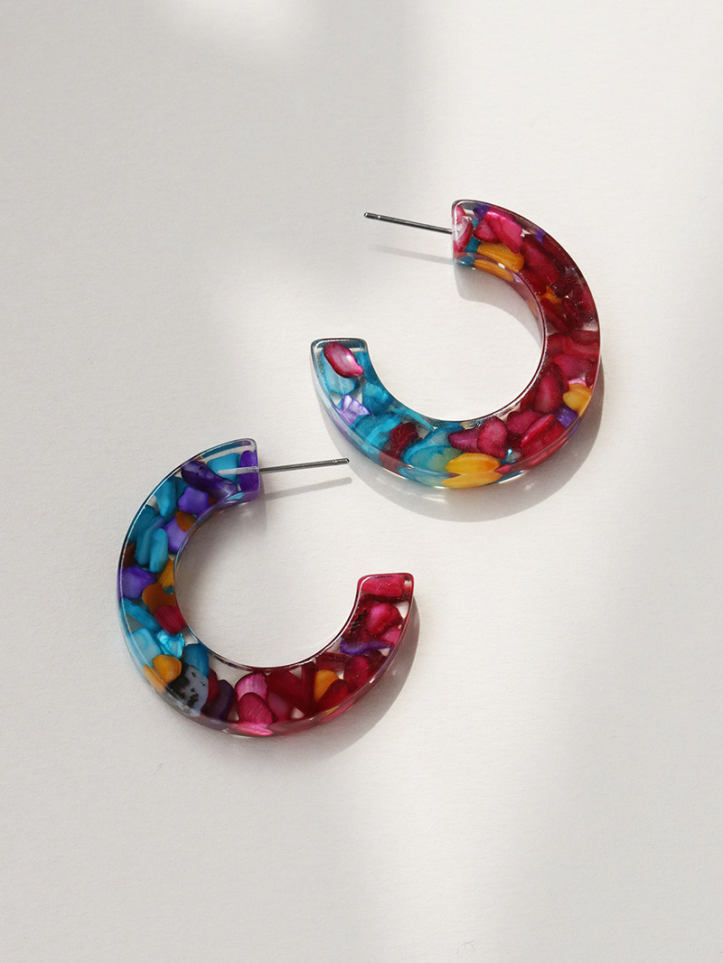 Nouvelles Boucles D&#39;oreilles En Acrylique En Forme De C De Couleur display picture 2