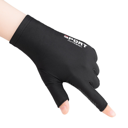 Driving fishing gloves, finger half-length ice silk anti-slip gloves, breathable sun protection fitness cycling express quick-drying gloves