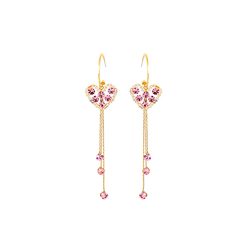 Nouveau S925 Boucles D'oreilles En Argent Boucles D'oreilles Longues Pompon Boucles D'oreilles Zircon Amour En Gros Nihaojewelry display picture 7