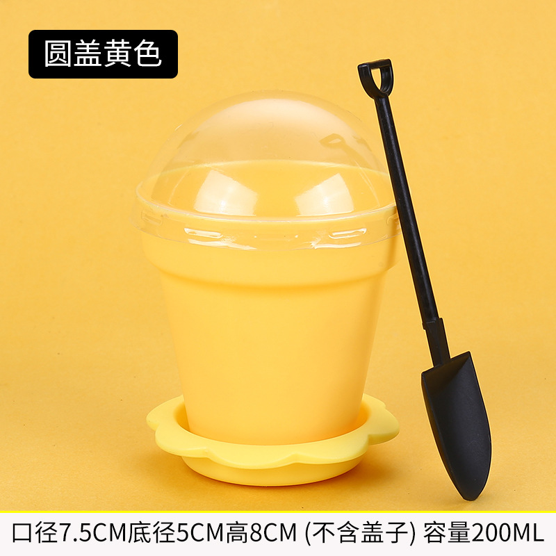 Desechables maceta pastel maceta helado taza DIY pastel taza conjunto con tapa y pala taza de yogur