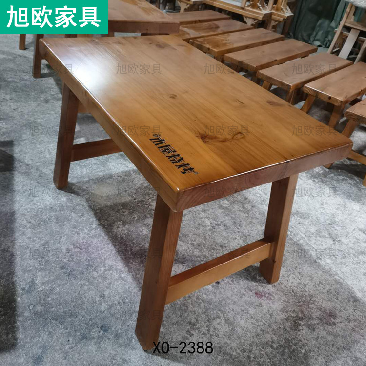 Chalet barbecue Restaurant Tables and chairs String. Chinese style Taste barbecue High-grade pine dining table and chair