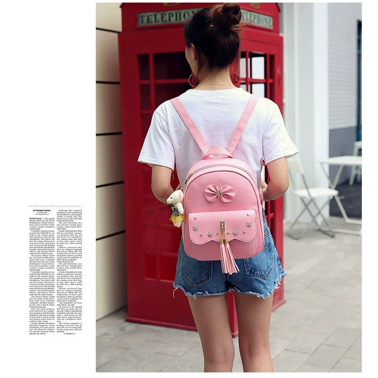 New Leather Three Piece Backpack Sets For Women Fashion Leather Backpack + Wallet + Card Holder 3 Sets