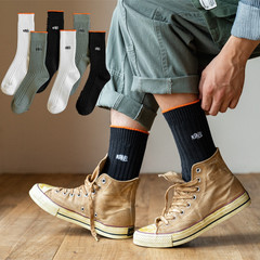 Cityboy Workwear Socks Men Medium Calf Socks Leo Chan Same Style Thick Knit Double Stitch Letter Ins Streetwear High Top Trendy Socks