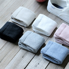 精梳棉日系无印粗松螺纹合脚直角袜子中筒女纯棉日本透气吸汗