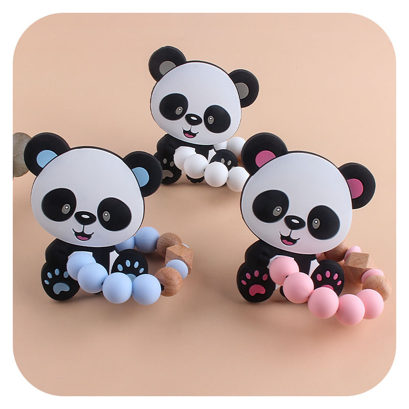 Bebé haya chupete clip de dibujos animados Panda juguete mordedor bebé nombre personalizable silicona Panda chupete cadena