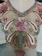 水溶花邊領花服裝輔料新款精美刺繡領子多色貼布灑金縷空古裝領花