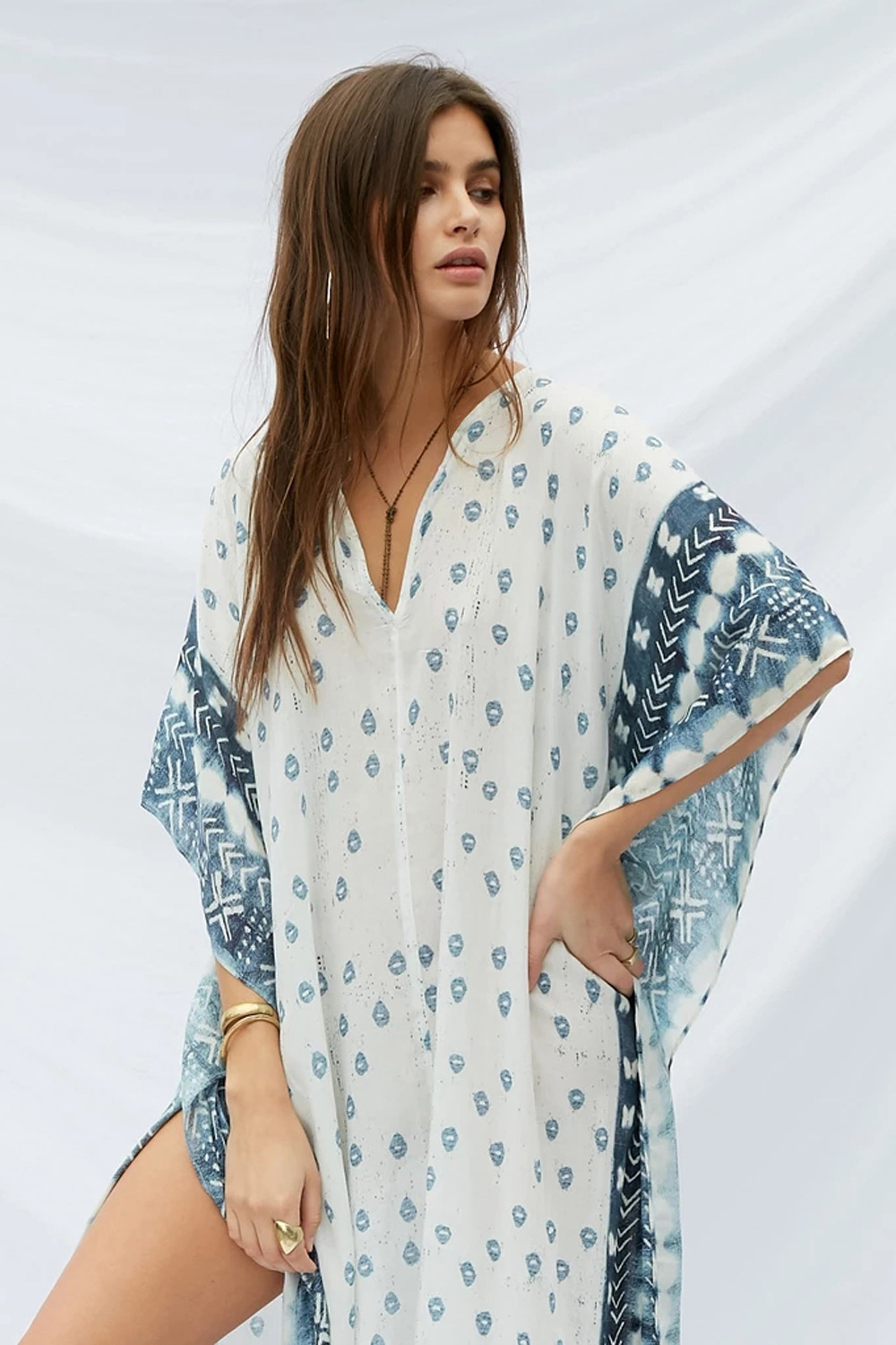 2020 Frühling Und Sommer Naher Osten V-ausschnitt Muslim Robe Kleid Damen Grenz Überschreiten Den Großhandel Strand Urlaub Freizeit Rock display picture 4