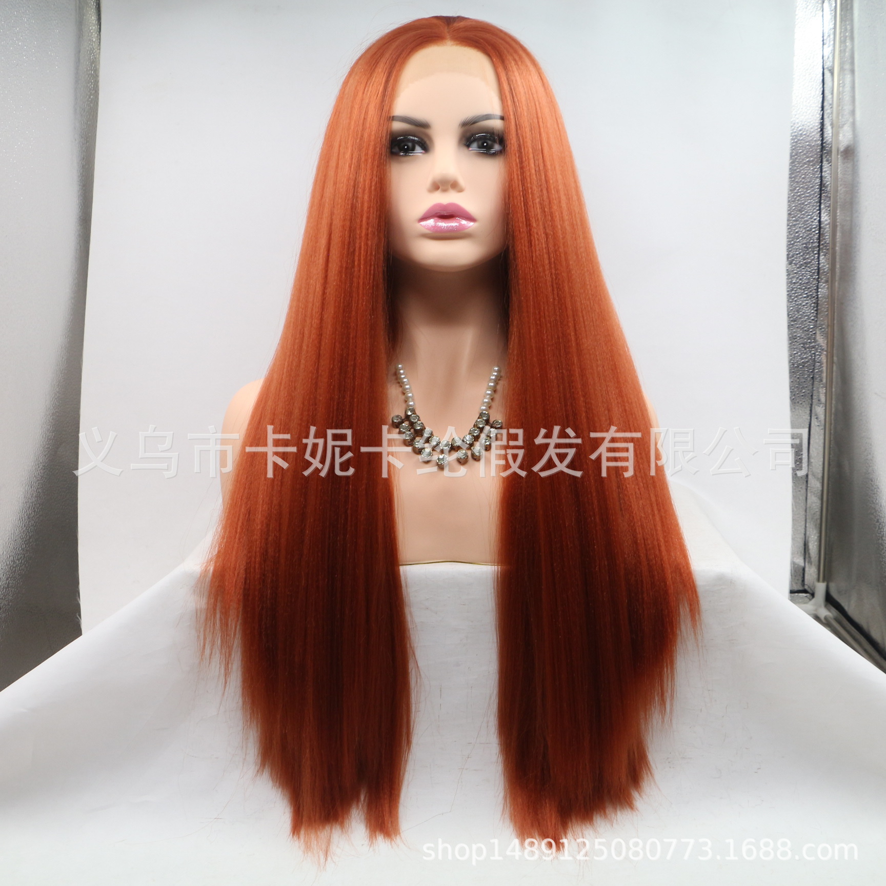 Moda europea y americana, cabello recto largo, peluca de fibra química para mujer   Inventario Wholesale