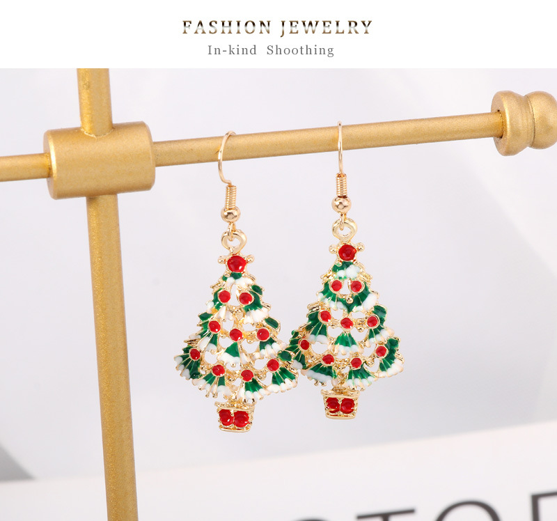 Christmas Series Fashion Alloy Dripping Christmas Tree Earrings Wholesale display picture 2