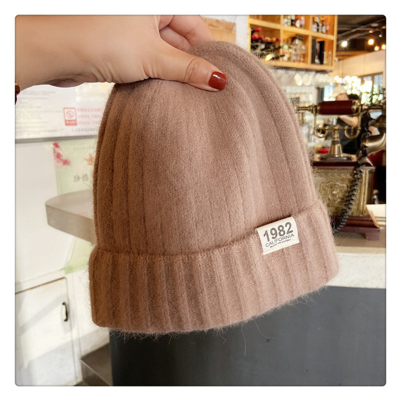 贴布兔毛针织帽14