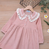 Dress Korean version long sleeve simple pure color princess dress children’s wear