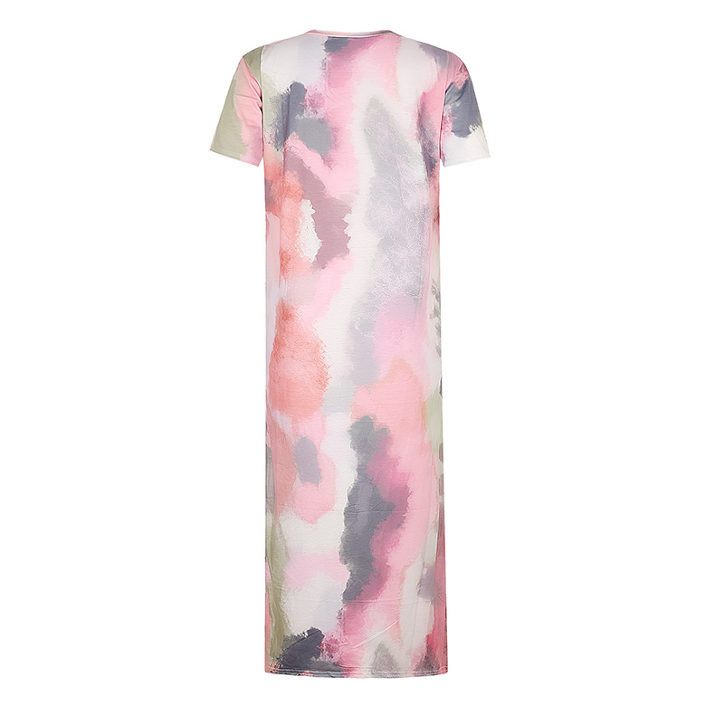 tie-dye printing slit long dress NSZH33918