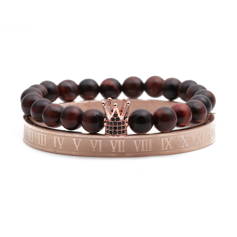 Letter Tiger Eye Crown Bracelet Bracelet