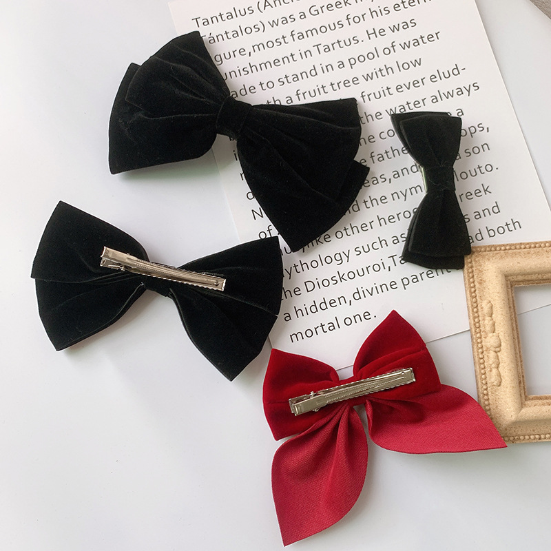 Bow Velvet Hairpin Side Clip Korean Hair Accessory Wholesale display picture 3