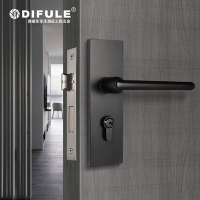 黑色室內門鎖房間機械鎖鋅合金門把靜音彈簧衛生間執手鎖鎖具廠家