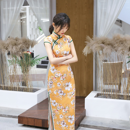 Aiqi embroidery shows long cheongsam style cheongsam